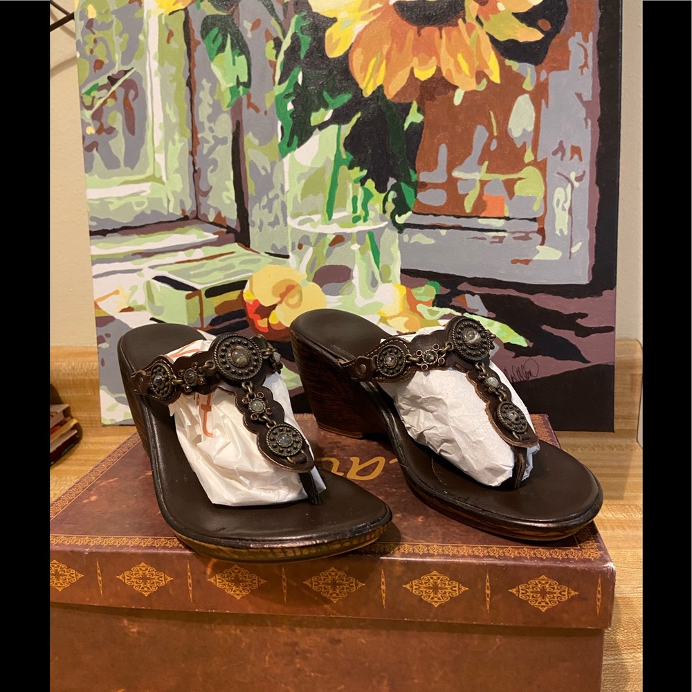 ~Matisse~Jewel Embellished Wedge Thong Sandals